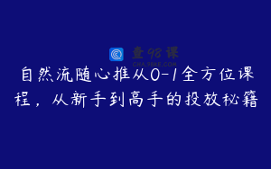 自然流随心推从0-1全方位课程，从新手到高手的投放秘籍