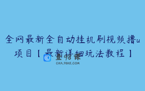 全网最新全自动挂机刷视频撸u项目【最新详细玩法教程】
