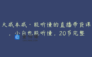 大威本威·能听懂的直播带货课，小白也能听懂，20节完整