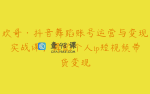 欢哥·抖音舞蹈账号运营与变现实战课，舞蹈个人ip短视频带货变现