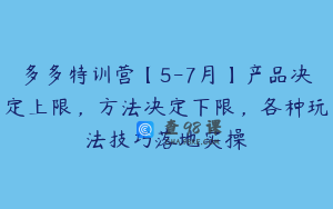 多多特训营【5-7月】产品决定上限，方法决定下限，各种玩法技巧落地实操