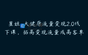 星姐-大健康流量变现2.0线下课，拓高变现流量成高客单