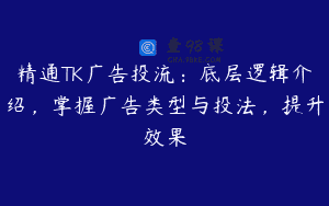 精通TK广告投流：底层逻辑介绍，掌握广告类型与投法，提升效果