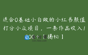 适合0基础小白做的小红书颜值打分小众项目，一条作品收入1000＋【揭秘】