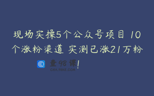 现场实操5个公众号项目 10个涨粉渠道 实测已涨21万粉！
