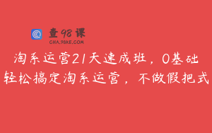淘系运营21天速成班，0基础轻松搞定淘系运营，不做假把式