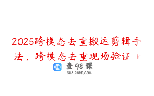 2025跨模态去重搬运剪辑手法，跨模态去重现场验证 +
