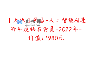 【大课】黑马-人工智能AI进阶年度钻石会员-2022年-价值11980元