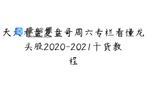 天天看盘复盘哥周六专栏看懂龙头股2020-2021干货教程