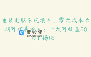 重装电脑系统项目，零元成本长期可扩展项目：一天可收益500【揭秘】