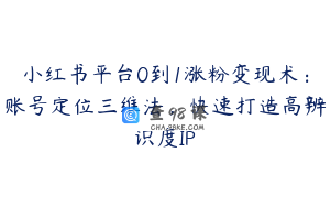 小红书平台0到1涨粉变现术：账号定位三维法，快速打造高辨识度IP