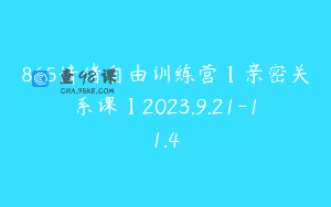 865情绪自由训练营【亲密关系课】2023.9.21-11.4