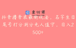 抖音撸音浪最新玩法，名字生日尾号打分测分无人值守，日入2500+