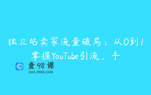 独立站卖家流量破局：从0到1掌握YouTube引流，手