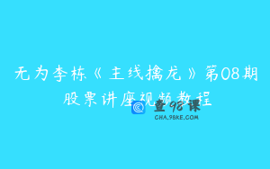 无为李栋《主线擒龙》第08期 股票讲座视频教程