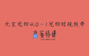 元宝宠物从0~1宠物短视频带货实战课