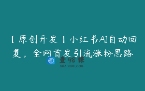 【原创开发】小红书AI自动回复，全网首发引流涨粉思路