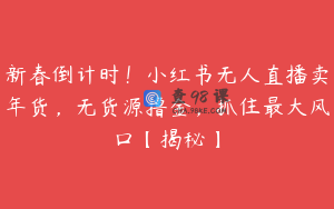 新春倒计时！小红书无人直播卖年货，无货源撸金，抓住最大风口【揭秘】