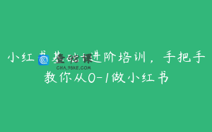 小红书基础+进阶培训，手把手教你从0-1做小红书