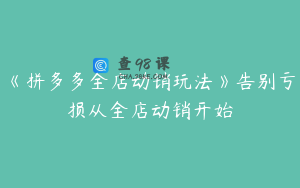《拼多多全店动销玩法》告别亏损从全店动销开始