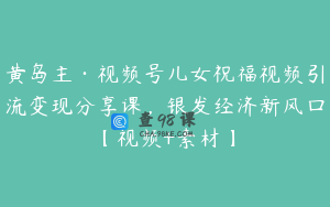 黄岛主·视频号儿女祝福视频引流变现分享课，银发经济新风囗【视频+素材】