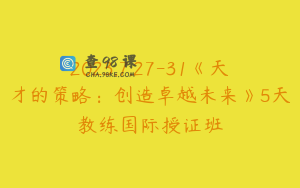 2023.7.27-31《天才的策略：创造卓越未来》5天教练国际授证班