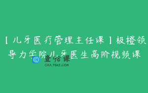 【儿牙医疗管理主任课】极橙领导力学院儿牙医生高阶视频课