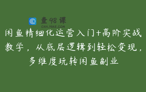 闲鱼精细化运营入门+高阶实战教学，从底层逻辑到轻松变现，多维度玩转闲鱼副业