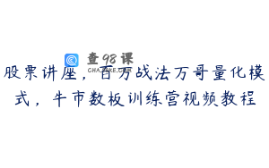 股票讲座,百万战法万哥量化模式,牛市数板训练营视频教程