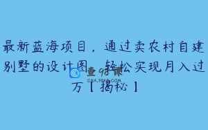 最新蓝海项目，通过卖农村自建别墅的设计图，轻松实现月入过万【揭秘】