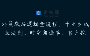 外贸底层逻辑全流程，十七步成交法则、时空角逼单、客户挖