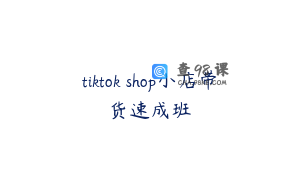 tiktok shop小店带货速成班