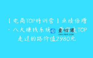 【电商TOP特训营】业绩倍增·八大赚钱系统，带你走TOP走过的路价值2980元