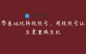 零基础玩转视频号，用视频号让生意重焕生机