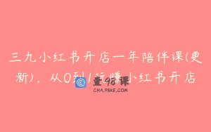 三九小红书开店一年陪伴课(更新)，从0到1玩赚小红书开店