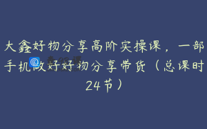 大鑫好物分享高阶实操课，一部手机做好好物分享带货（总课时24节）