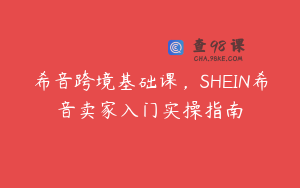 希音跨境基础课，SHEIN希音卖家入门实操指南
