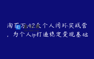 淘百万:42天个人闭环实战营,为个人ip打造稳定变现基础