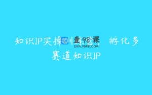 知识IP实操训练营，​孵化多赛道知识IP