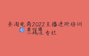 圣淘电商2022主播进阶培训线上专栏