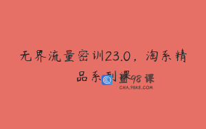 无界流量密训23.0，淘系精品系列课