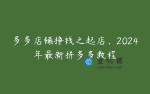 多多店铺挣钱之起店,2024年最新拼多多教程
