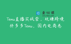 Temu直播实战营，玩赚跨境拼多多Temu，国内电商卷