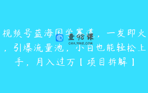 视频号蓝海国学赛道,一发即火,引爆流量池,小白也能轻松上手,月入过万【项目拆解】