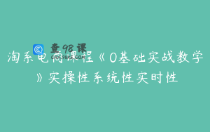 淘系电商课程《0基础实战教学》实操性系统性实时性