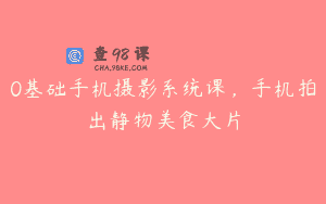 0基础手机摄影系统课，手机拍出静物美食大片