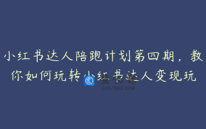 小红书达人陪跑计划第四期，教你如何玩转小红书达人变现玩