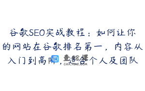 谷歌SEO实战教程：如何让你的网站在谷歌排名第一，内容从入门到高阶，适合个人及团队