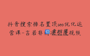 抖音搜索排名置顶seo优化运营课-言若非精准引流视频
