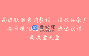 高级联盟营销教程：投放谷歌广告日赚1000美元，快速获得高质量流量